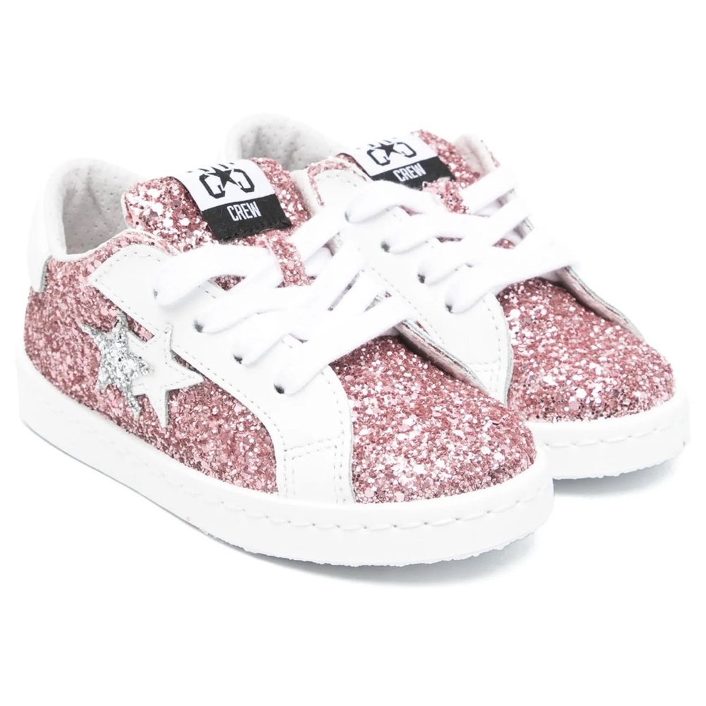 Golden Goose Kids Glitter Sneakers - Pink and White